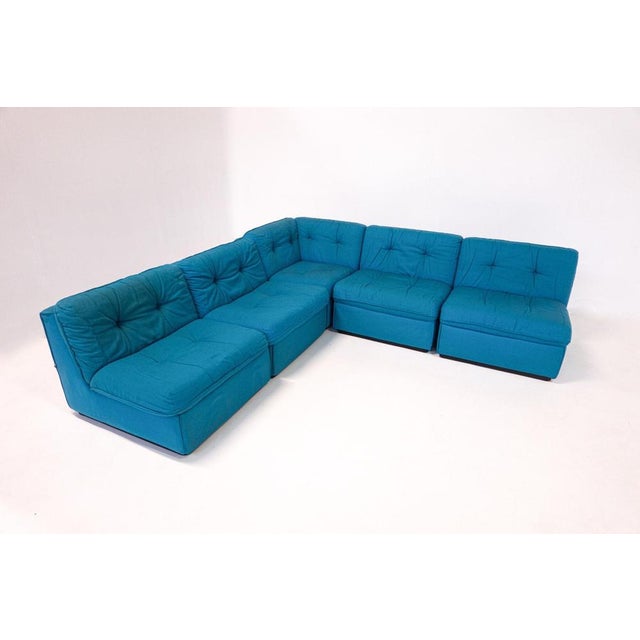 Textile Mid-Century Modern Blue Modular Sofa, Italy, 1960s For Sale - Image 7 of 8