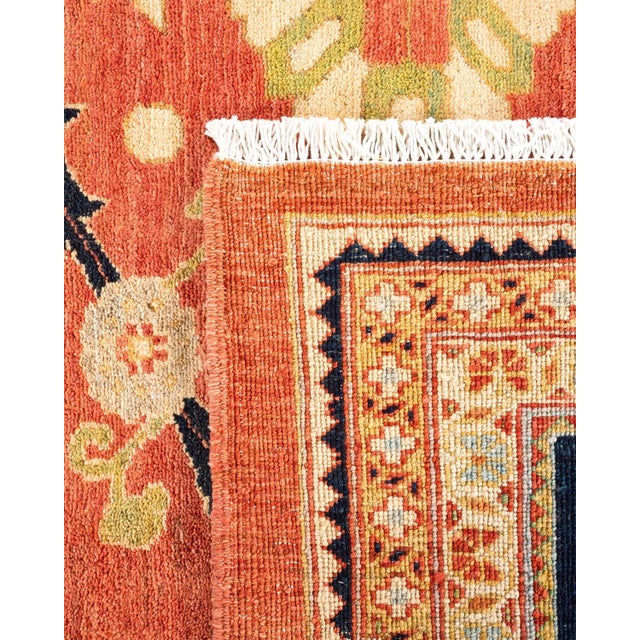 2000 - 2009 Eclectic, One-of-a-Kind Hand-Knotted Area Rug in Orange, 12' 0" x 14' 5" For Sale - Image 5 of 8