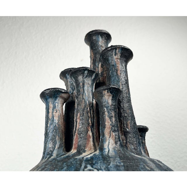Ceramic Large Mid-Century Modern Brutalist German Studio Pottery Chimney Vase from Gerhard Liebenthron, 1974 For Sale - Image 7 of 18
