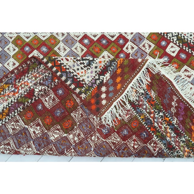 Vintage Bergama Nomads Kilim Embroidered Rug For Sale - Image 4 of 13