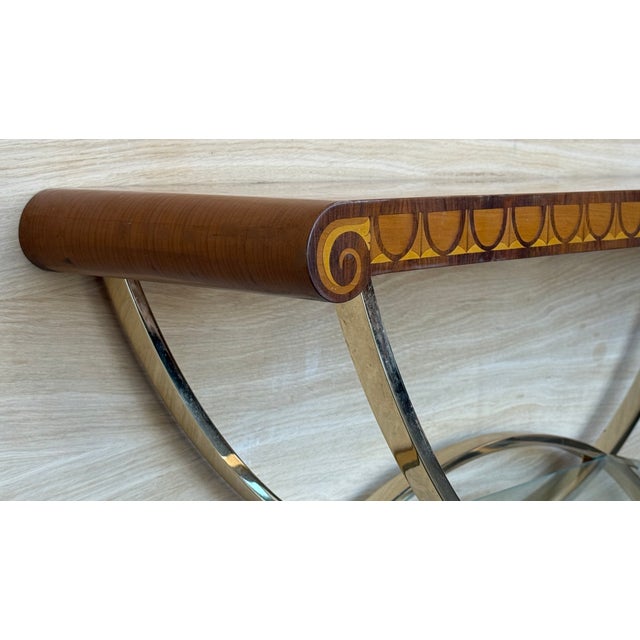 Brown Art Deco Bronze Console with Dark Top with Palm Decor, 1960s For Sale - Image 8 of 10