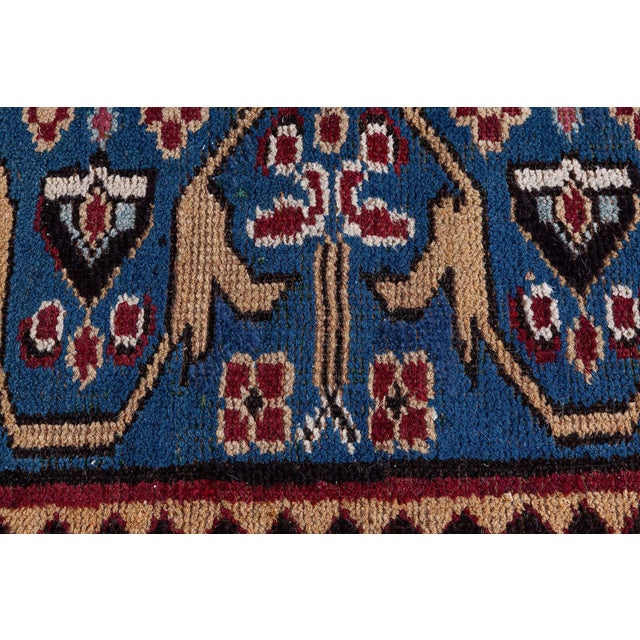 Indian Early 20th Century Indian Blue, Red, Brown, Beige Handwoven Wool Rug For Sale - Image 3 of 8