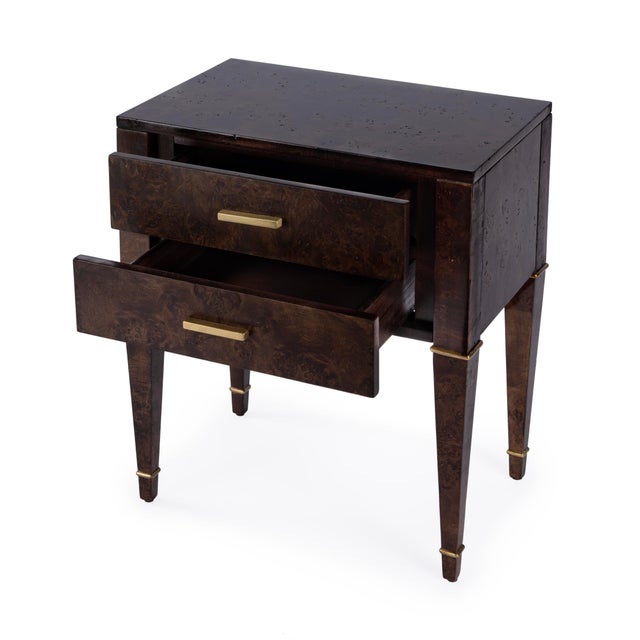 2020s Kai 24 in. W Rectangular Burl Wood 2 Drawer End Table, Dark Burl For Sale - Image 5 of 11