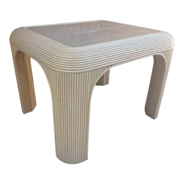 Vintage 1980s Lacquered Pencil Reed Side Table For Sale