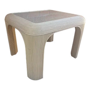 Vintage 1980s Lacquered Pencil Reed Side Table
