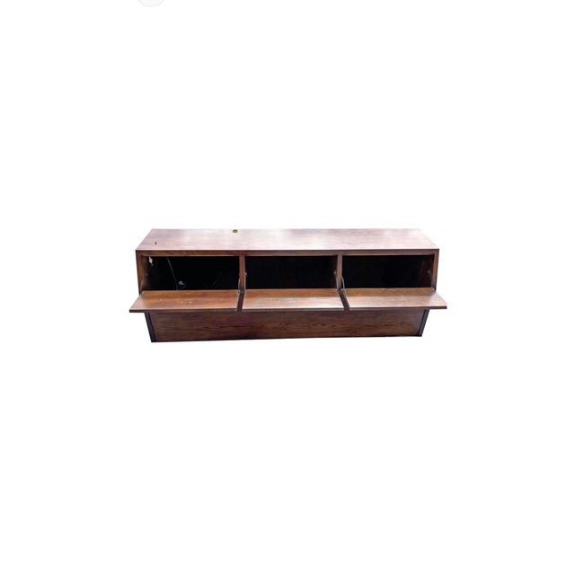 Brown Vintage Hendredon King Headboard With Storage in Campaign Style For Sale - Image 8 of 12