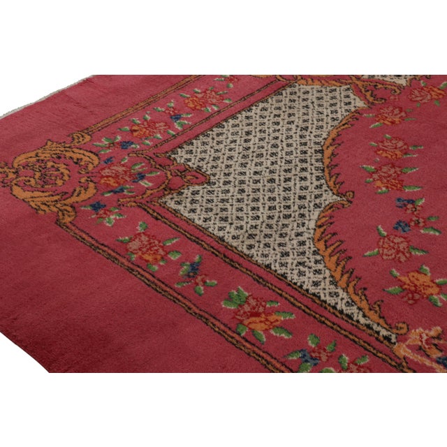 1960s Rare Vintage Isparta Rug in Pink With Floral Patterns For Sale - Image 5 of 7