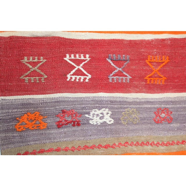 1950s Handmade Warm Color Kilim Runner - 3' 1'' X 9' 1'' For Sale - Image 10 of 12