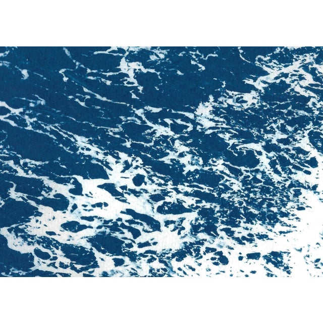 2020s 2020 "Deep Blue Sandy Shore" Contemporary Cyanotype on Watercolor Paper of White and Blue Seascape by Kind of Cyan - Set of 2 For Sale - Image 5 of 10