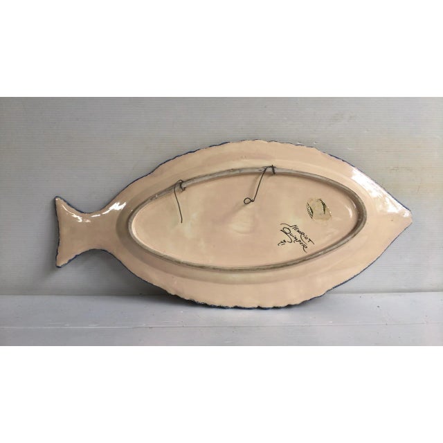 Green Large French Faience Fish Platter Quimper Circa 1930 For Sale - Image 8 of 9