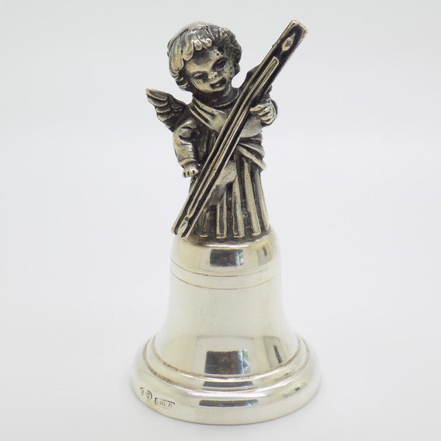 Vintage Italian Handmade Silver Angel with Instrument Bell by Brandimarte, Florence, 1980s For Sale - Image 13 of 13