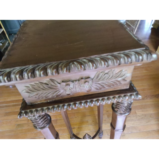 Wood Victorian Carved Mahogany Pedestal Plant Stand. 42.5 " in Height For Sale - Image 7 of 9