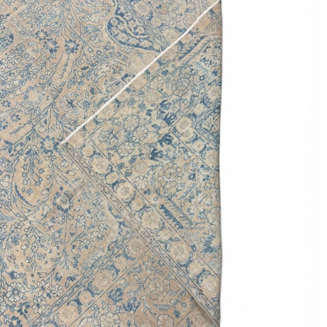 Early 20th Century Antique Meset Rug 10x12 | Ivory & Muted Blue Floral Masterpiece For Sale - Image 5 of 5