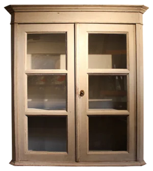 Gustavian Style Grey Painted Hanging Glass Cabinet, 1820s