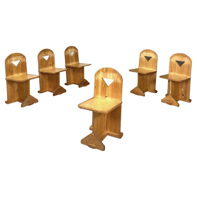 Modern Italian Wooden Chairs with Triangular Holes, 1980s, Set of 6 For Sale - Image 14 of 14