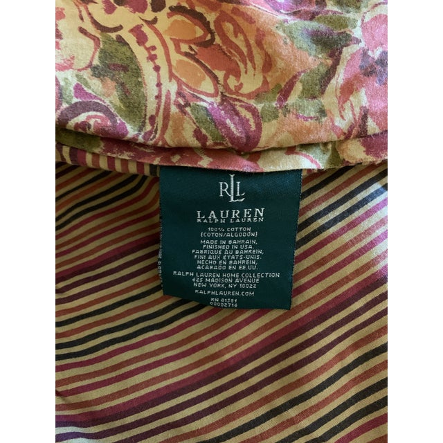 Vintage Lauren Ralph Lauren Paisley- Floral Full Queen Comforter Cover, Red Brown Green Tan Burgundy For Sale - Image 12 of 12