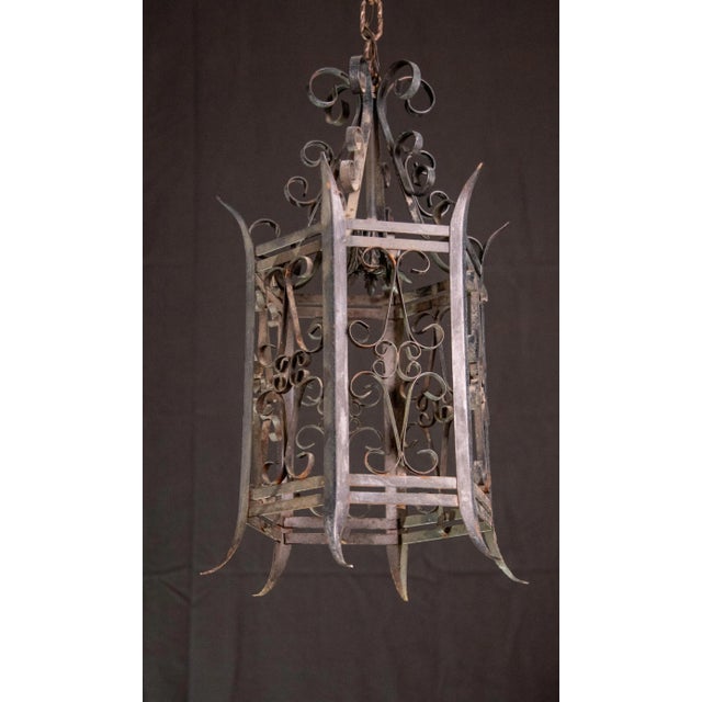Italian Vintage Iron Outdoor Lantern, 1960s For Sale - Image 9 of 10