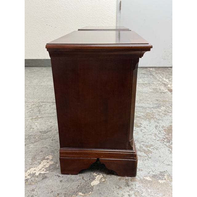 2010s Dark Cherry Two Drawer Nightstands, Pair For Sale - Image 5 of 12