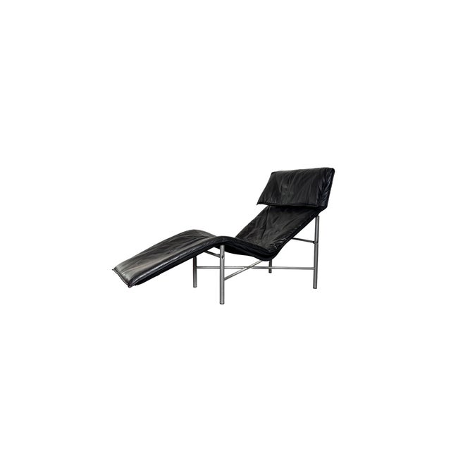 Skye Chaise Longue in Black Leather attributed to Tord Björklund for Ikea, Sweden, 1980s For Sale - Image 10 of 10