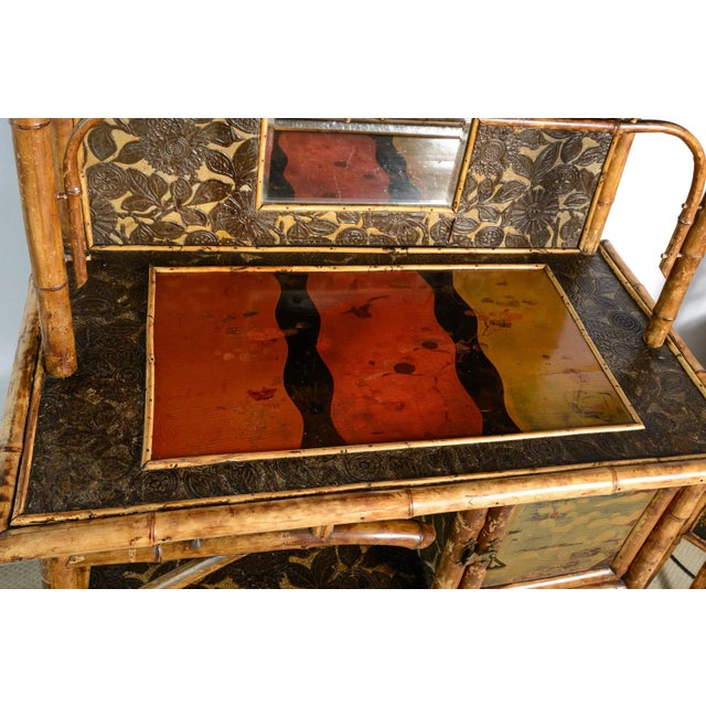 Late 19th Century 19Th. Century French Bamboo & Lacquer Cabinet Etagere For Sale - Image 5 of 17