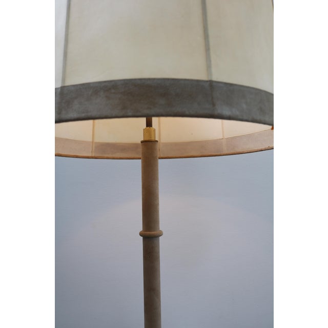 Floor Lamp in Leather, Parchment and Brass by Charlotte Waver, 1960s-1970s For Sale - Image 12 of 13