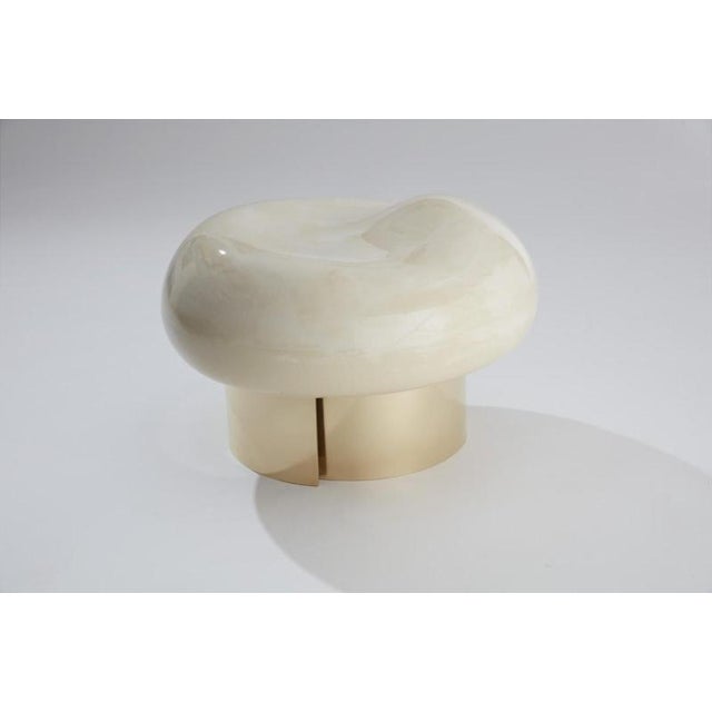 Round merveilleux 02 stool by jennifer midoz dimensions: ø 33 x h 22 cm materials: varnished raw brass, glazed...