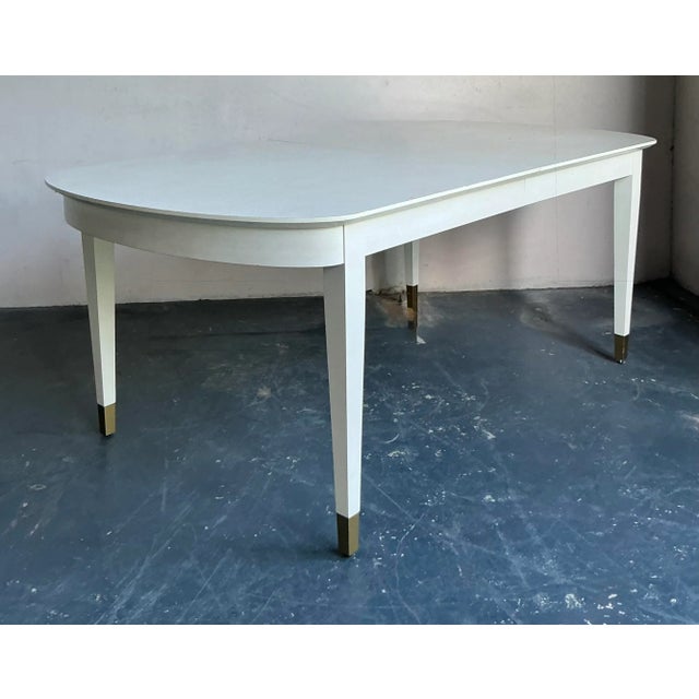 Vintage Boho Extendable Dining Table With Brass Caps For Sale - Image 4 of 10