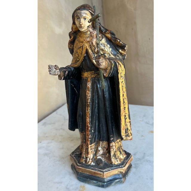 18th Century Saint Rita Carving With Gilt Detail For Sale - Image 17 of 18