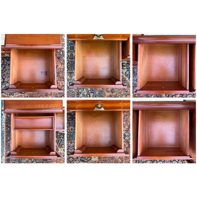 Auburn Mid Century Modern Kling Furniture Cherry Modern Collection Solid Cherry 6 Drawer Vanity & Bench For Sale - Image 8 of 18