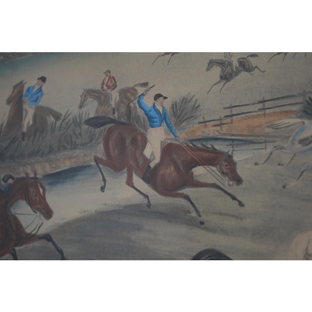 Vintage Hand Painted Horse Racing Engraving Etching For Sale In Philadelphia - Image 6 of 12