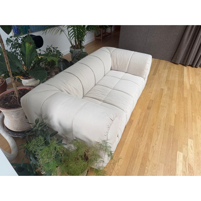 Mid-Century Modern Arflex Attributed Strips Sofa 190 in Swing 36 Light Grey Velvet For Sale - Image 3 of 3