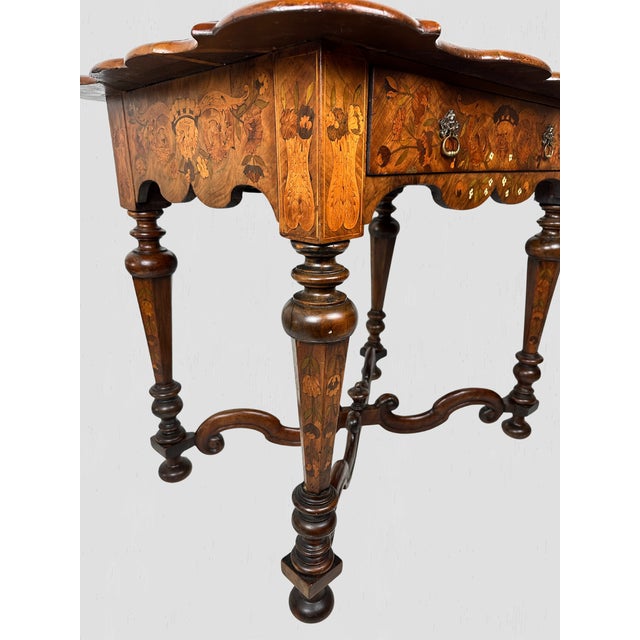 Chestnut 19th C Victorian Dutch Marquetry Occasional Table For Sale - Image 8 of 12
