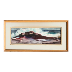 1950s "Surf at Twin Lights" Watercolor Painting by Eve Nethercott