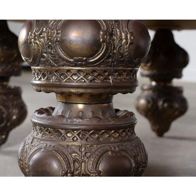 Bohemian Bronze Mace Finial Cocktail Table Carrara Marble Top For Sale - Image 11 of 18
