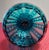 Glass 20thC. MCM Empoli Turquoise Optic Ribbed Glass Apothecary Jar, With Pedestal Base and Circus Tent Lid For Sale - Image 7 of 8