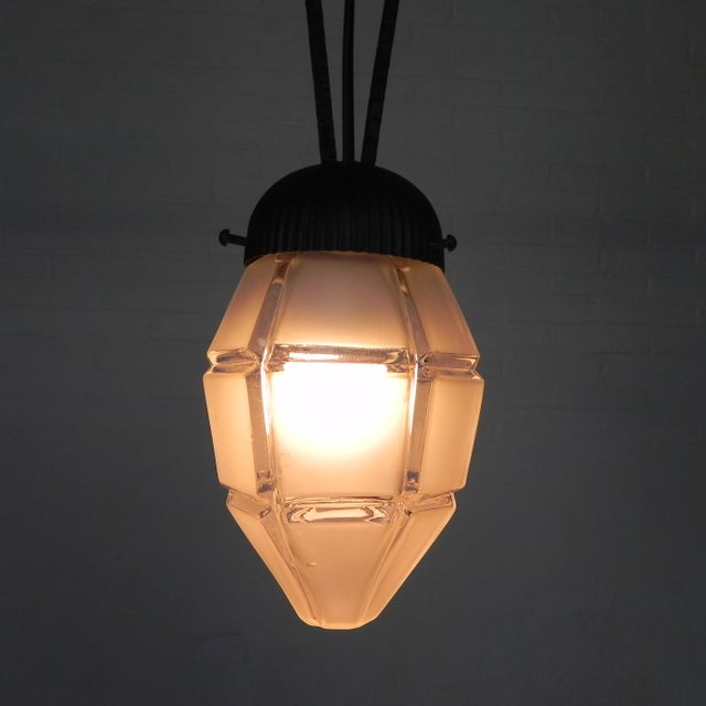 Art Deco Pendant Lamp with Hexagonal Glass Shade, 1930s For Sale - Image 16 of 16