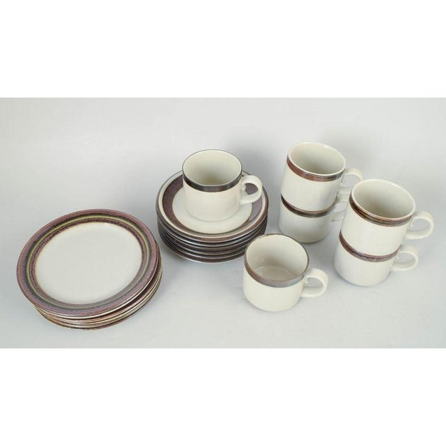 Arabia karelia, set of six tea cups with matching saucers and six cake plates. Classic stoneware set consisting of six tea...