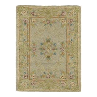 Antique Hooked Rug With Pastel Medallions & Garland Border - Rug & Kilim For Sale