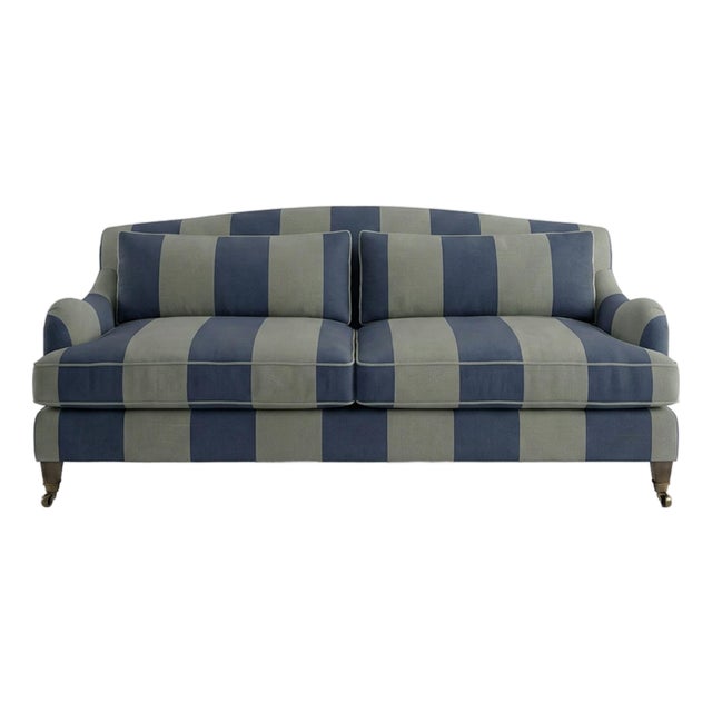 Sophie Conran Felix 3 Seater Sofa in Woodland Navy/Olive Wide Stripes For Sale
