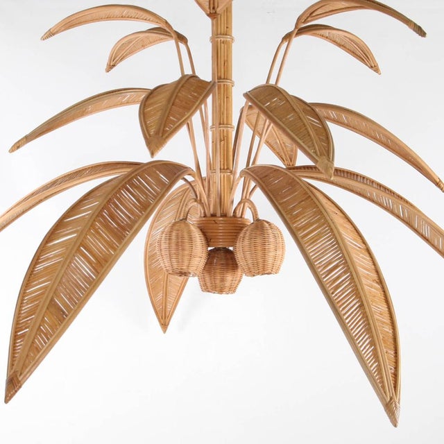 Large Palm Tree Rattan Chandelier For Sale - Image 13 of 18
