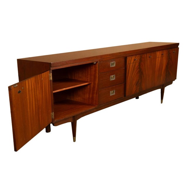Mid Century Modern Danish Style Teak Mahogany Long Credenza Fully Restored 1966 For Sale - Image 15 of 18