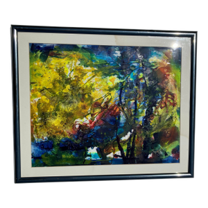 1990s Original Abstract Landscape, Framed