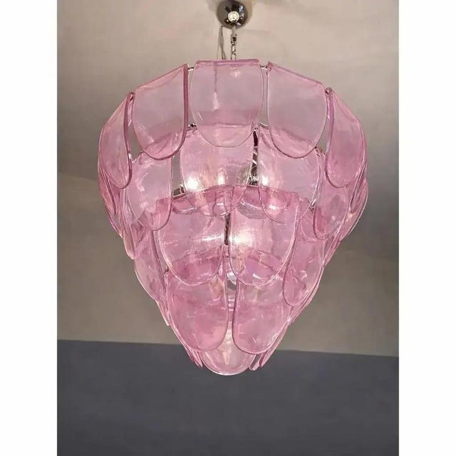 Italian Pink Murano Glass Petals Chandelier by Simoeng for Simoeng For Sale - Image 4 of 6