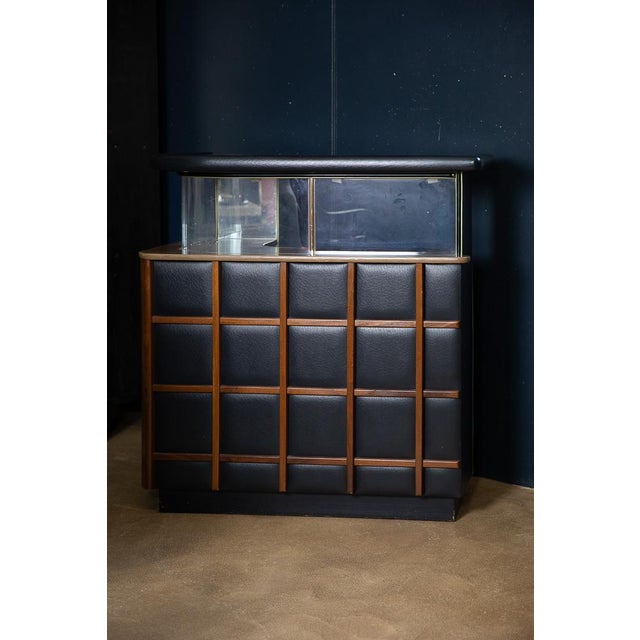 Black Mid-Century Home Cocktail Bar in Teak Wood and Black Faux Leather, 1960s For Sale - Image 8 of 8