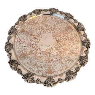 Antique Victorian Circular Silver-Plated Tray, 1860 For Sale