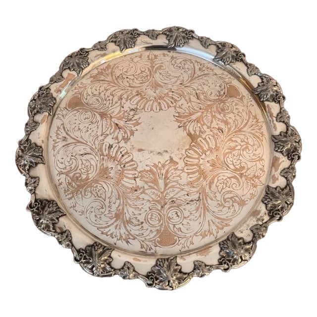 Antique Victorian Circular Silver-Plated Tray, 1860 For Sale