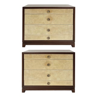 Tommi Parzinger Charak Leather Clad Chests of Drawers, Pair Circa 1950s For Sale