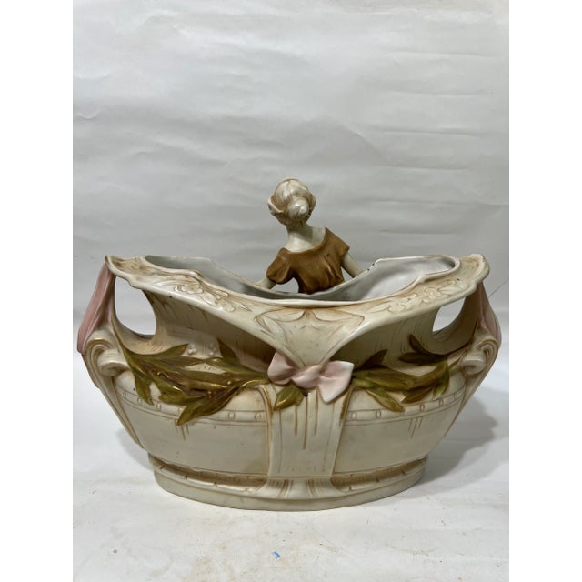 Early 20th Century Early 20th CenturyM Czech Royal Dux Bohemian Carved Porcelain Woman Sculpture For Sale - Image 5 of 12