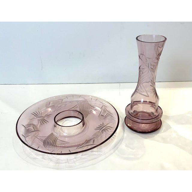 1950s French Cut Glass Amethyst Center Piece. For Sale - Image 9 of 11
