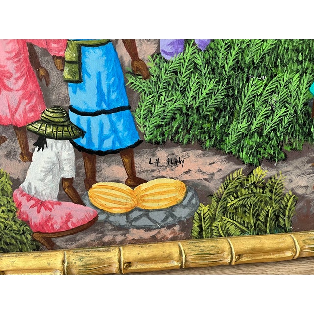 Figurative Late 20th Century Monumental Original Oil Painting by l.y. Alaby, 73” × 50”, Framed For Sale - Image 3 of 7